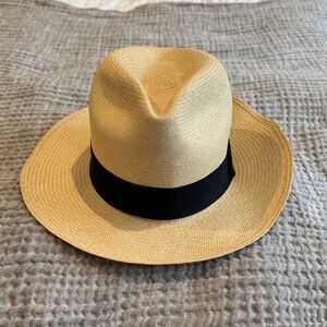 Classic Straw Panama Hat with Black Band